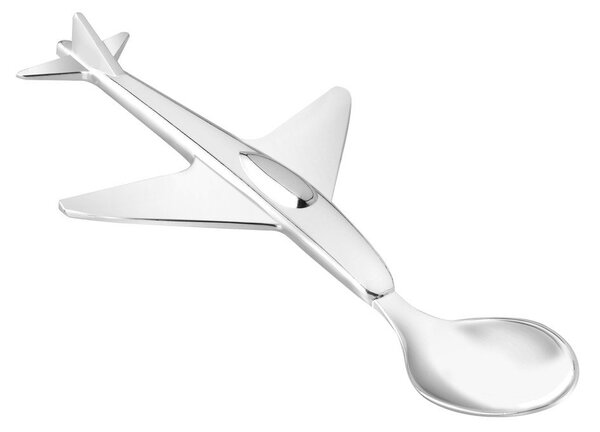 Cucchiaio da bambini argentato in acciaio inox Plane – Zilverstad