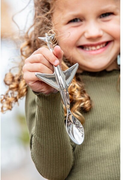 Cucchiaio da bambini argentato in acciaio inox Plane – Zilverstad