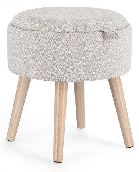 Sgabello Contenitore Ø 39x42,5 cm Zoya in Bouclè Grigio