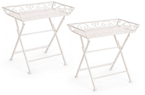 Set 2 Tavolini 63x40x60 cm Emily in Acciaio