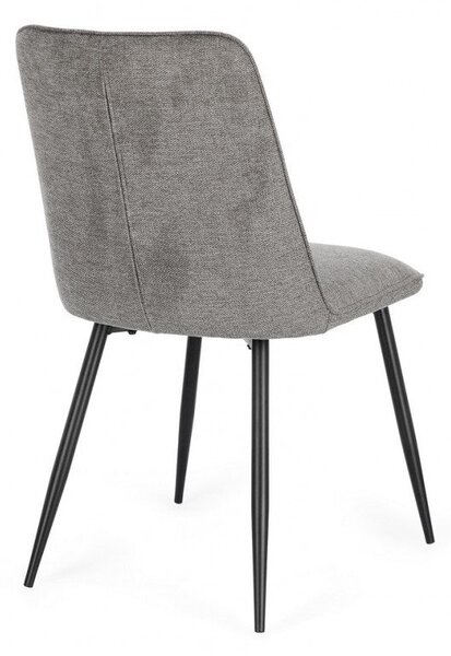 Set 4 Sedie 48x62x84 cm Cora in Tessuto Nero e Grigio Scuro