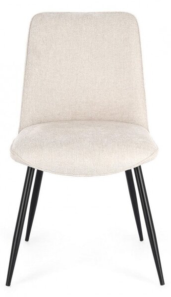 Set 4 Sedie 48x62x84 cm Cora in Tessuto Nero e Beige