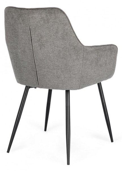 Set 2 Sedie 58x63x85,5 cm Cora in Tessuto Nero e Grigio Scuro