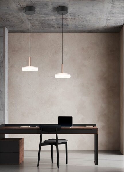 Lampadario LED dimmerabile in nero, bianco e oro con paralume in vetro ø 22 cm Celeste - Trio