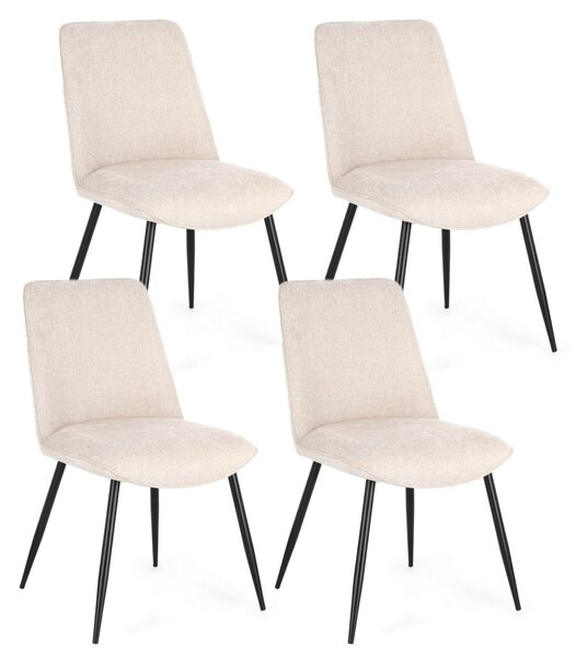 Set 4 Sedie 48x62x84 cm Cora in Tessuto Nero e Beige