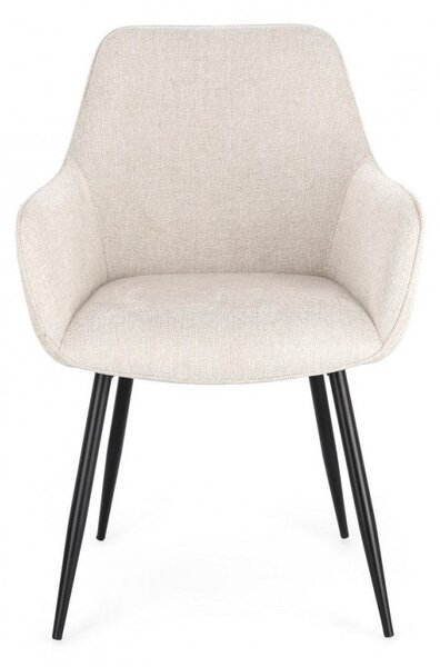 Set 2 Sedie 58x63x85,5 cm Cora in Tessuto Nero e Beige
