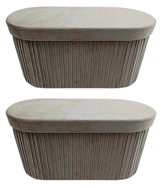 Set 2 Pouf Contenitore 76x38x38 cm Jocelyn in Velluto Beige