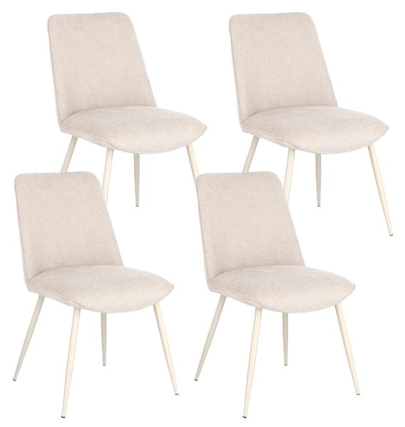 Set 4 Sedie 48x62x84 cm Cora in Tessuto Beige e Beige