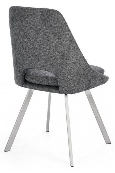 Set 2 Sedie 45x49,5x85 cm Kashar in Tessuto Grigio Scuro