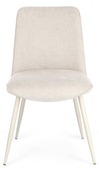 Set 4 Sedie 48x62x84 cm Cora in Tessuto Beige e Beige