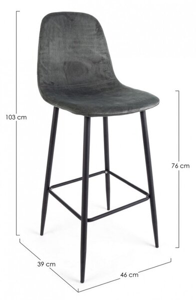 Set 2 Sgabelli 46x39x103 cm Irelia in Velluto Grigio Scuro