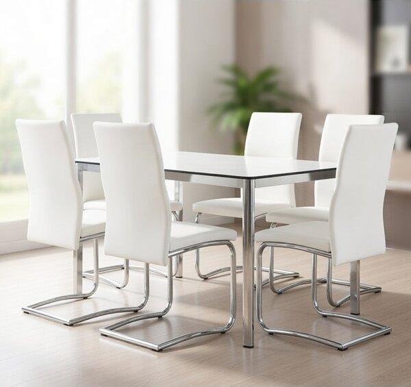 Set 4 Sedie Imbottite 44x58x104 cm Thelma in Ecopelle Bianco