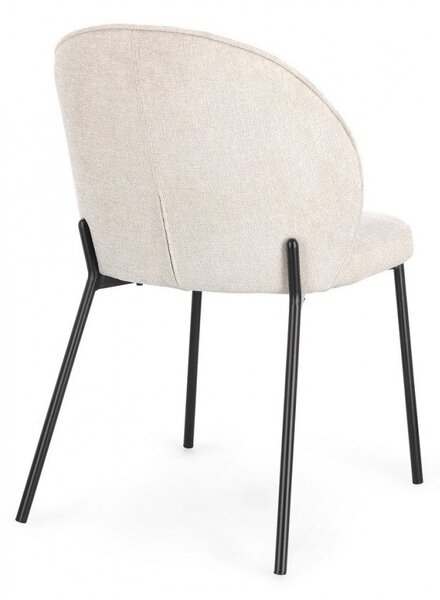Set 2 Sedie 54x60x83 cm Wendy in Tessuto Nero e Beige