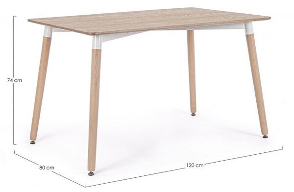 Tavolo Rettangolare Fisso 120x80x74 cm David in Legno