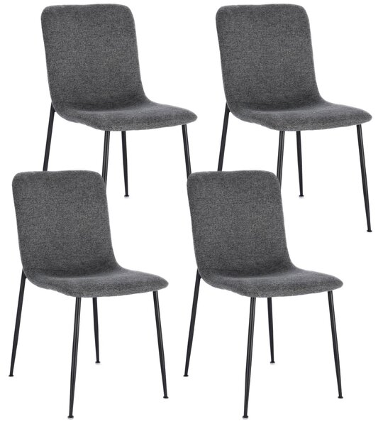 Set 4 Sedie 44x56x81 cm Rinas in Tessuto Grigio Scuro