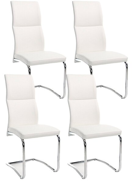 Set 4 Sedie Imbottite 44x58x104 cm Thelma in Ecopelle Bianco