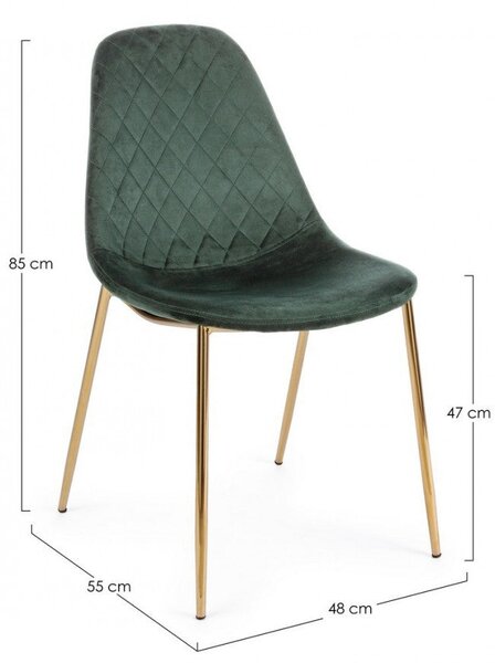 Set 4 Sedie Imbottite 48x55x85 cm Terry in Velluto Verde Scuro