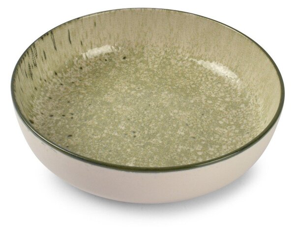 Piatto fondo verde/color crema in gres ø 18,5 cm Gravel – ONA
