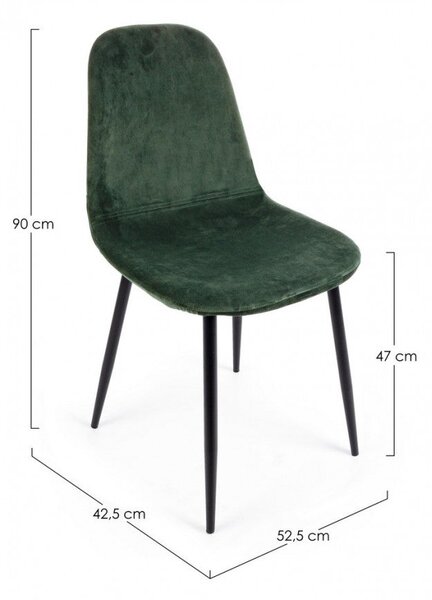 Set 4 Sedie 52,5x42,5x90 cm Irelia in Velluto Verde Scuro