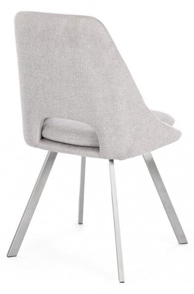 Set 2 Sedie 45x49,5x85 cm Kashar in Tessuto Grigio Chiaro
