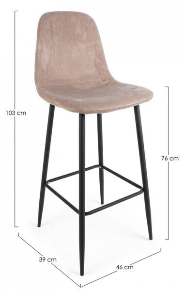 Set 2 Sgabelli 46x39x103 cm Irelia in Velluto Tortora