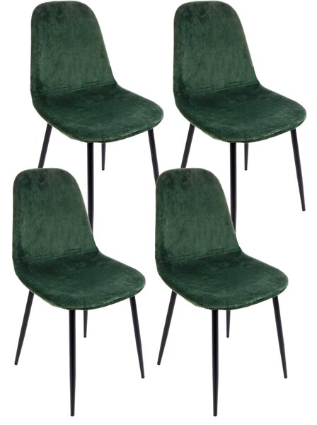 Set 4 Sedie 52,5x42,5x90 cm Irelia in Velluto Verde Scuro