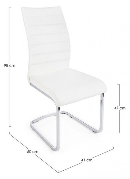 Set 4 Sedie 41x60x98 cm Myra in Ecopelle Bianco