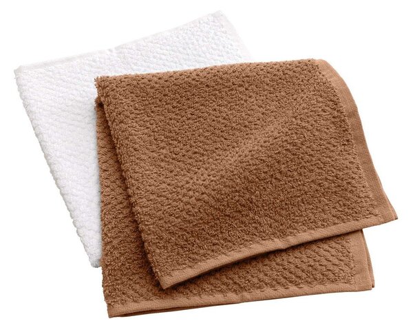 Set di asciugamani tipo terry bianchi/color terracotta in cotone 2 pz 50x50 cm Gourmet – douceur d'intérieur