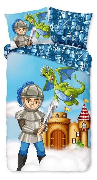 Set copripiumino e federa da bambini blu in cotone per letto singolo ed esteso 140x220 cm Knight – Good Morning