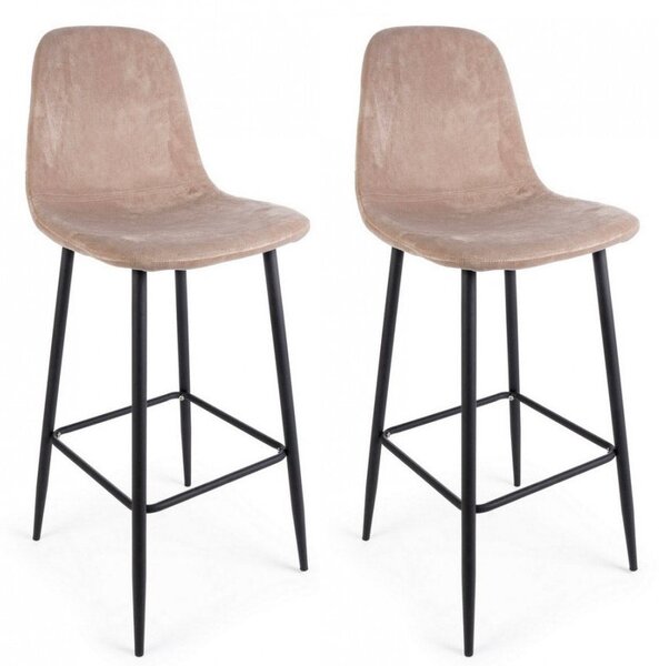 Set 2 Sgabelli 46x39x103 cm Irelia in Velluto Tortora
