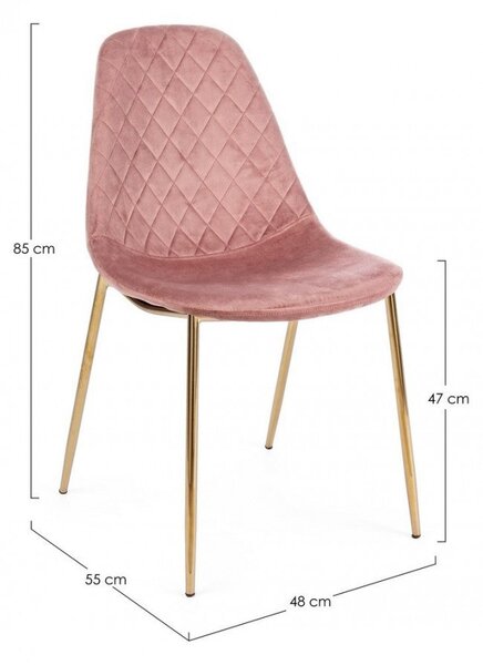 Set 4 Sedie Imbottite 48x55x85 cm Terry in Velluto Rosa