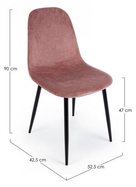 Set 4 Sedie 52,5x42,5x90 cm Irelia in Velluto Rosa