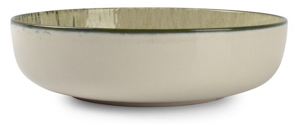 Piatto fondo verde/color crema in gres ø 18,5 cm Gravel – ONA
