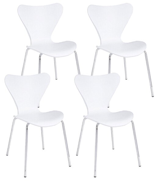 Set 4 Sedie 50x49,5x82 cm Tessa in Plastica Bianco