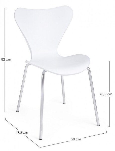 Set 4 Sedie 50x49,5x82 cm Tessa in Plastica Bianco
