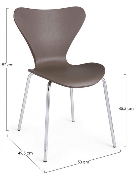 Set 4 Sedie 50x49,5x82 cm Tessa in Plastica Cammello