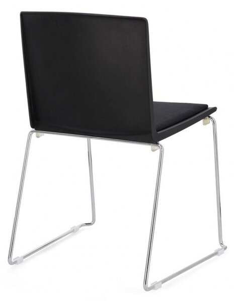 Set 4 Sedie 43,5x50x79 cm Giulia in Poliestere Cromo e Nero