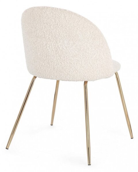 Set 4 Sedie 49x55x77 cm Tanya in Bouclè Oro e Avorio