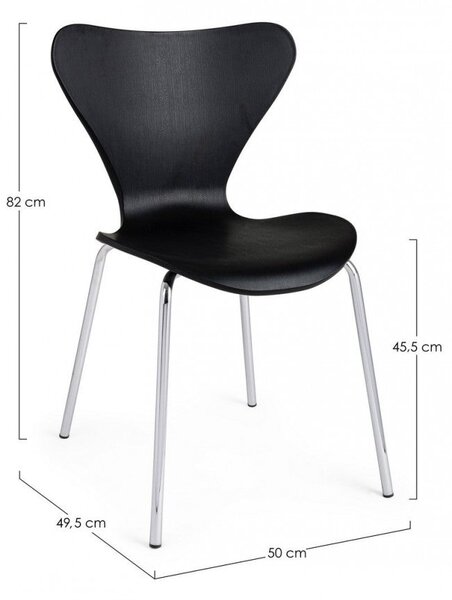 Set 4 Sedie 50x49,5x82 cm Tessa in Plastica Nero