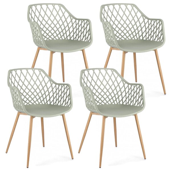 Set 4 Sedie 58x54x85,5 cm Optik in Plastica Verde