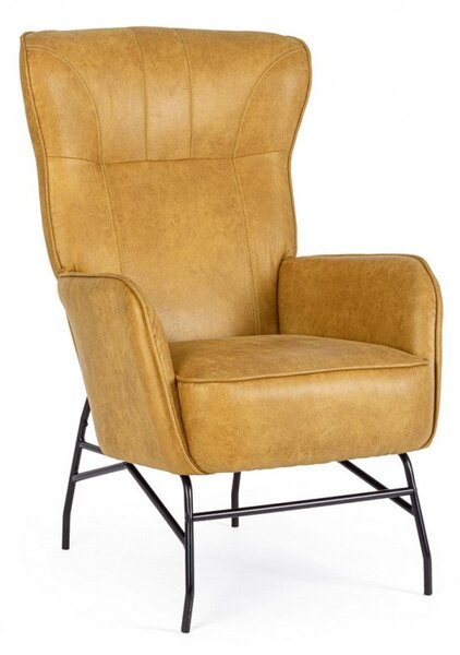 Poltrona Soggiorno 70x84x109 cm Nasira in Ecopelle Senape
