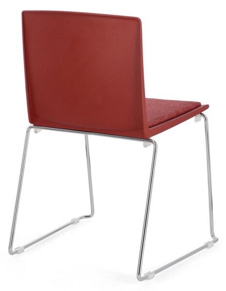 Set 4 Sedie 43,5x50x79 cm Giulia in Poliestere Cromo e Rosso