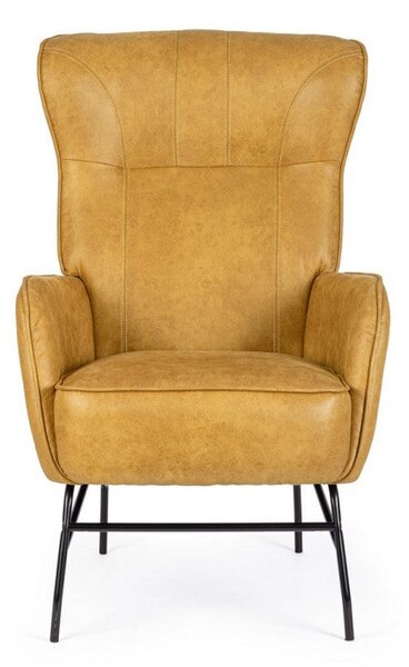 Poltrona Soggiorno 70x84x109 cm Nasira in Ecopelle Senape