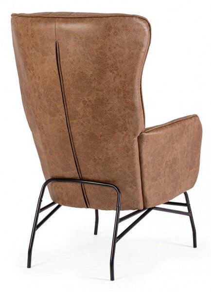 Poltrona Soggiorno 70x84x109 cm Nasira in Ecopelle Marrone