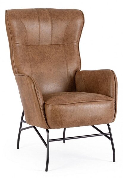 Poltrona Soggiorno 70x84x109 cm Nasira in Ecopelle Marrone