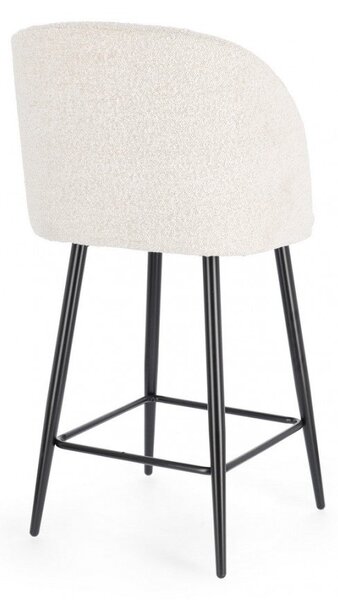 Set 2 Sgabelli 53x59x97 cm Queen in Bouclè Nero e Avorio