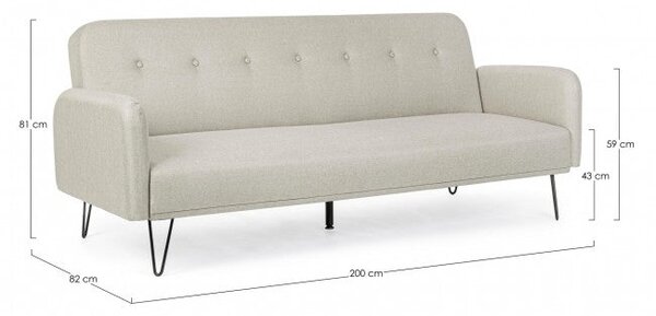 Divano Letto 200x82x81 cm Bridjet in Tessuto Beige