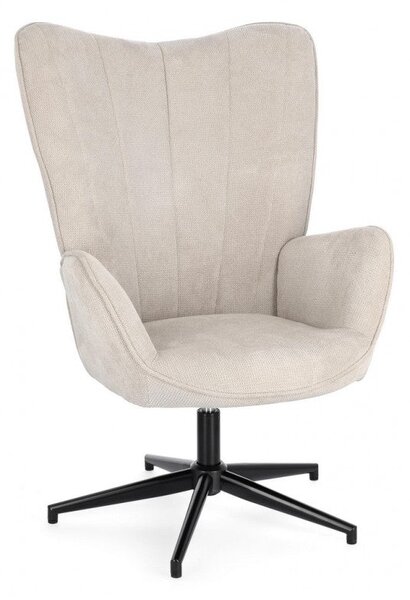Poltrona Soggiorno 69x72x106 cm Inas in Tessuto Beige