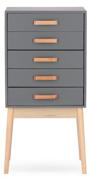 Cassettiera 5 Cassetti 43x30x88 cm Ordinary in Legno Grigio