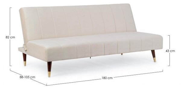 Divano Letto 3 Posti 180x88x82 cm Alma in Velluto